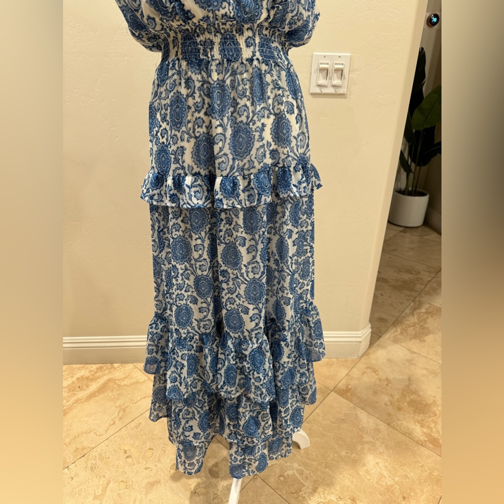 🫖 AQUA-Ruffled Floral Maxi Dress🫖 - Picture 7 of 8